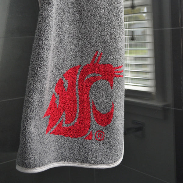 WSU gray bath towel with crimson logo