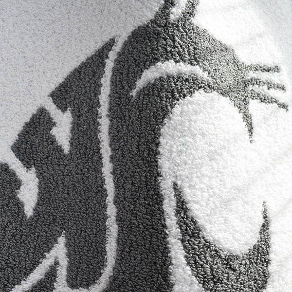 WSU custom bath towel gray logo close up
